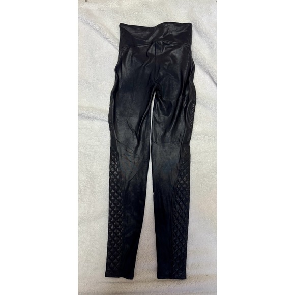 EUC! SPANX Quilted Faux Leather Shiny Moto Skinny Leggings Black Women's Sz S - Picture 9 of 9